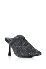 AZALEA WANG RAIN EMBELLISHED ROUND TOE MULE IN BLACK