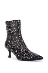 AZALEA WANG RIDLEY BLACK EMBELLISHED BOOTIE