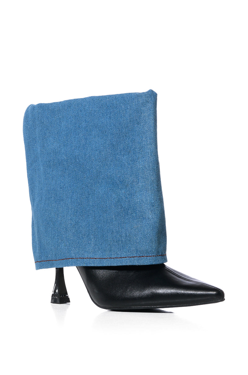 AZALEA WANG SOLO FOLD OVER DENIM BOOTIE IN BLUE