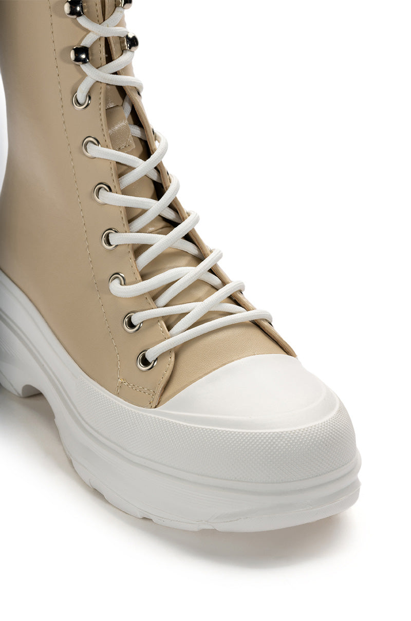 AZALEA WANG SOUTH FLATFORM SNEAKER IN TAUPE