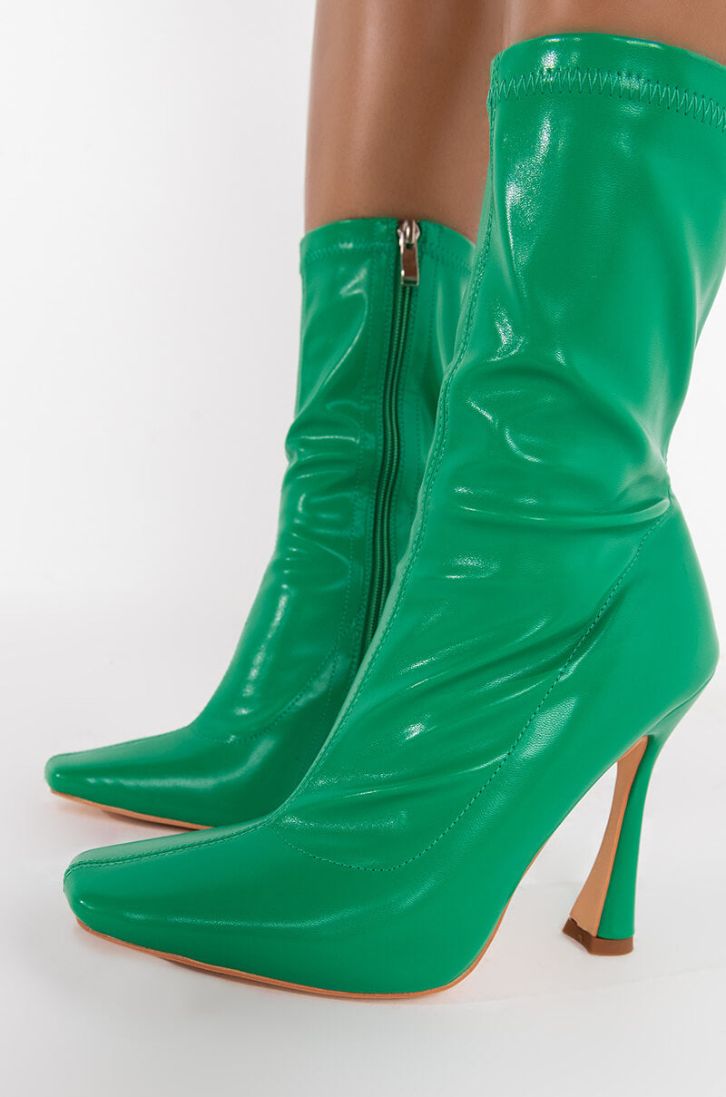 AZALEA WANG SQUARE UP STILETTO BOOTIE IN GREEN