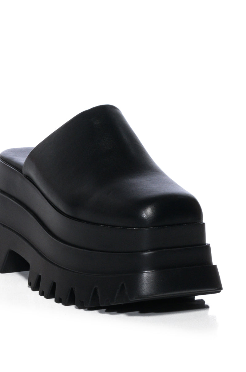 AZALEA WANG BARRON PU FLATFORM MULE IN BLACK