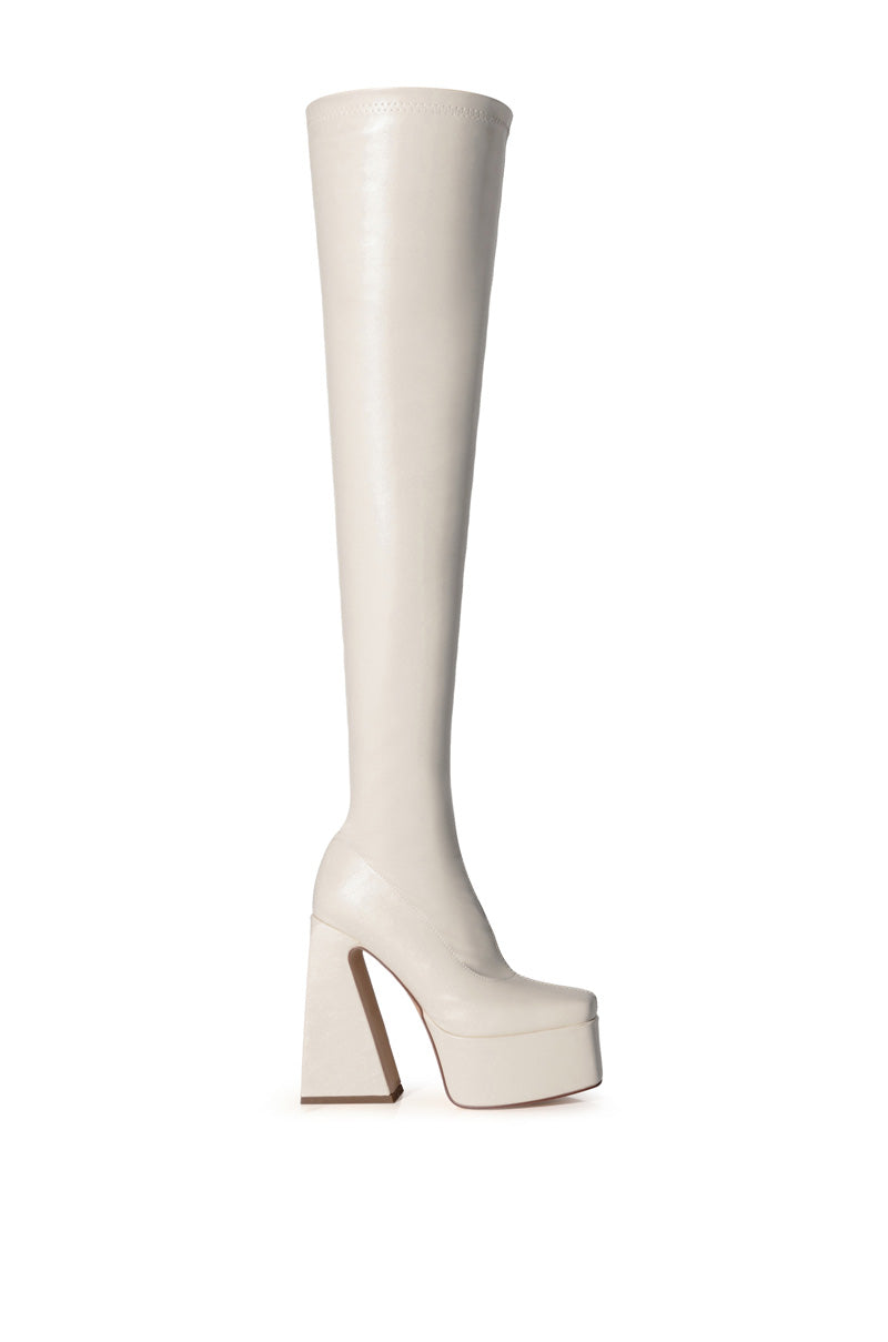 AZALEA WANG KIMBERLY THIGH HIGH BOOT IN WHITE
