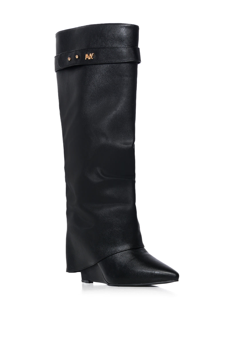 AZALEA WANG STUCK ON YOU WEDGE BOOT IN BLACK