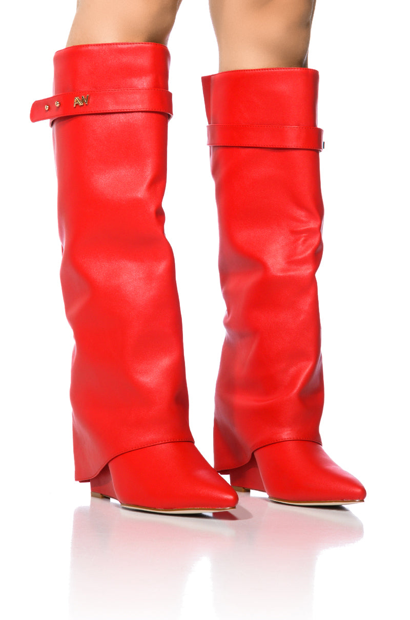 AZALEA WANG STUCK ON YOU WEDGE BOOT IN RED
