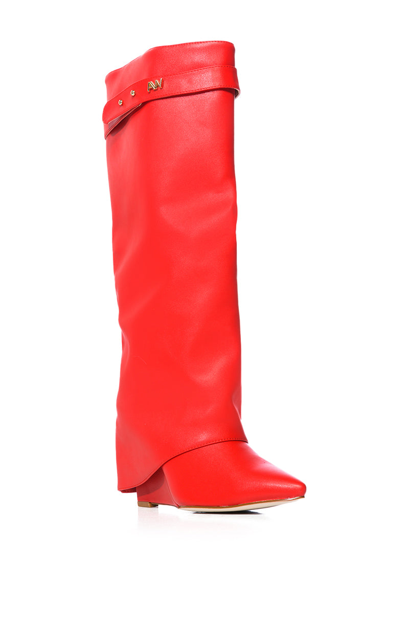 AZALEA WANG STUCK ON YOU WEDGE BOOT IN RED