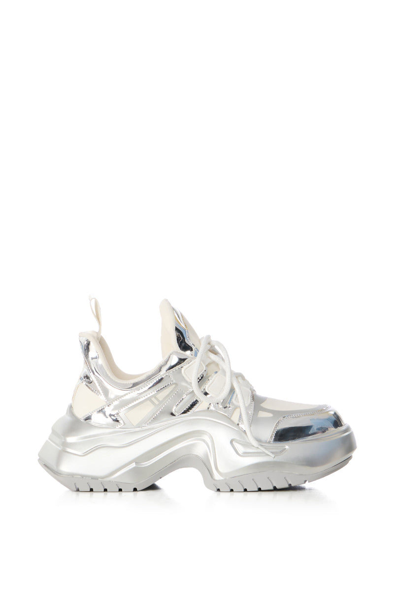 AZALEA WANG SUPER SMOOTH SILVER CHUNKY SNEAKER