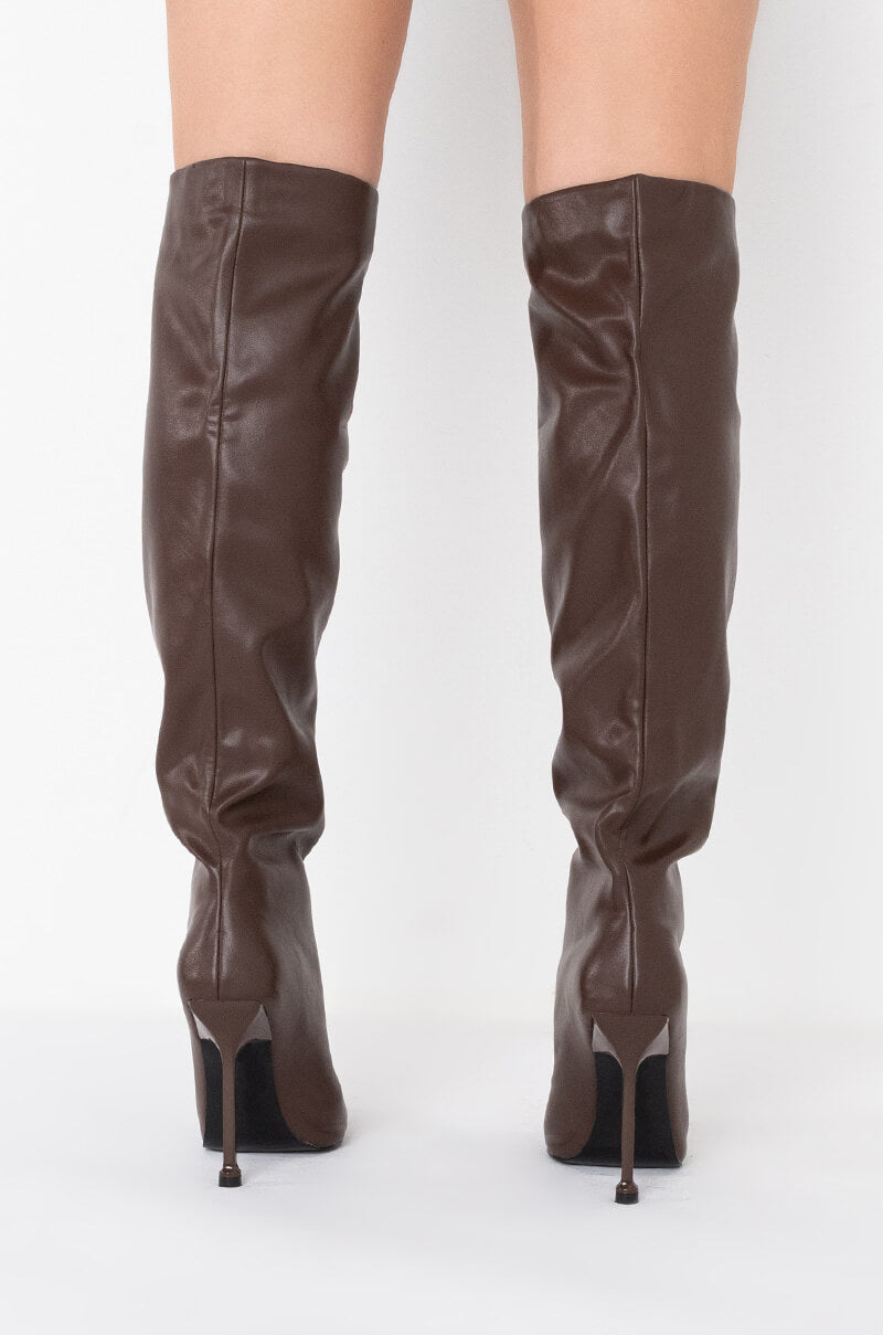 AZALEA WANG SWEET DREAMS STILETTO BOOT IN BROWN