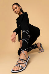 AZALEA WANG SWITCHING POSITIONS FOR YOU FLAT SANDAL IN BLACK
