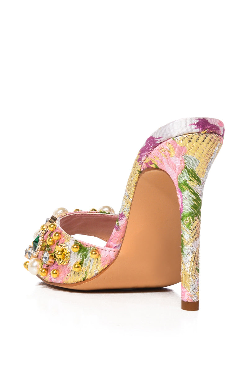 AZALEA WANG JUDITH EMBELLISHED ROUND TOE SANDAL IN PINK