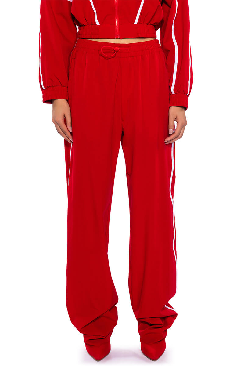 AZALEA WANG BOOT TRACK PANT IN SAGE RED