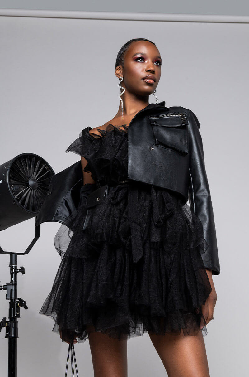 AZALEA WANG UTILITY PLEATHER JACKET