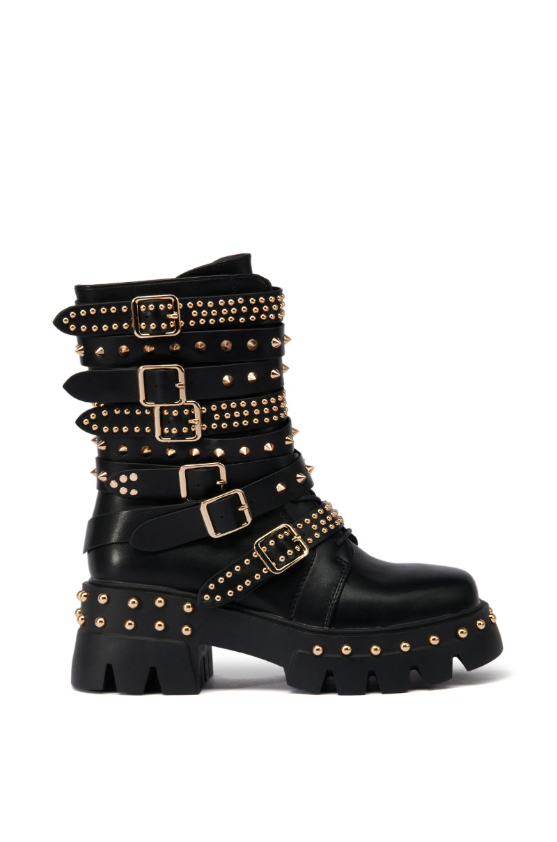 AZALEA WANG WINOLA BLACK BELTED BOOTIE