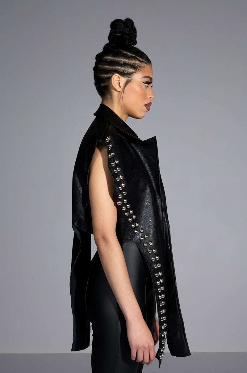 AZALEA WANG YOU ALREADY KNOW MOTO VEST WITH FRONT DRAPE