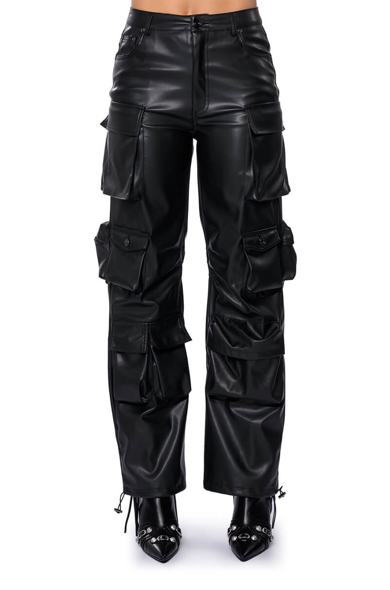 BASICALLY A MODEL PU CARGO PANT