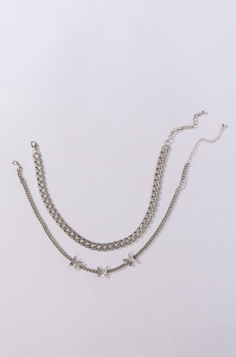 BEAUTIFUL WINGS SILVER CHOKER NECKLACE SET