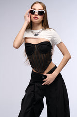 BEST OF THE LAST CORSET SET WITH CROP TEE OVERLAY
