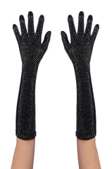 BLING BABE KNIT GLOVES IN BLACK