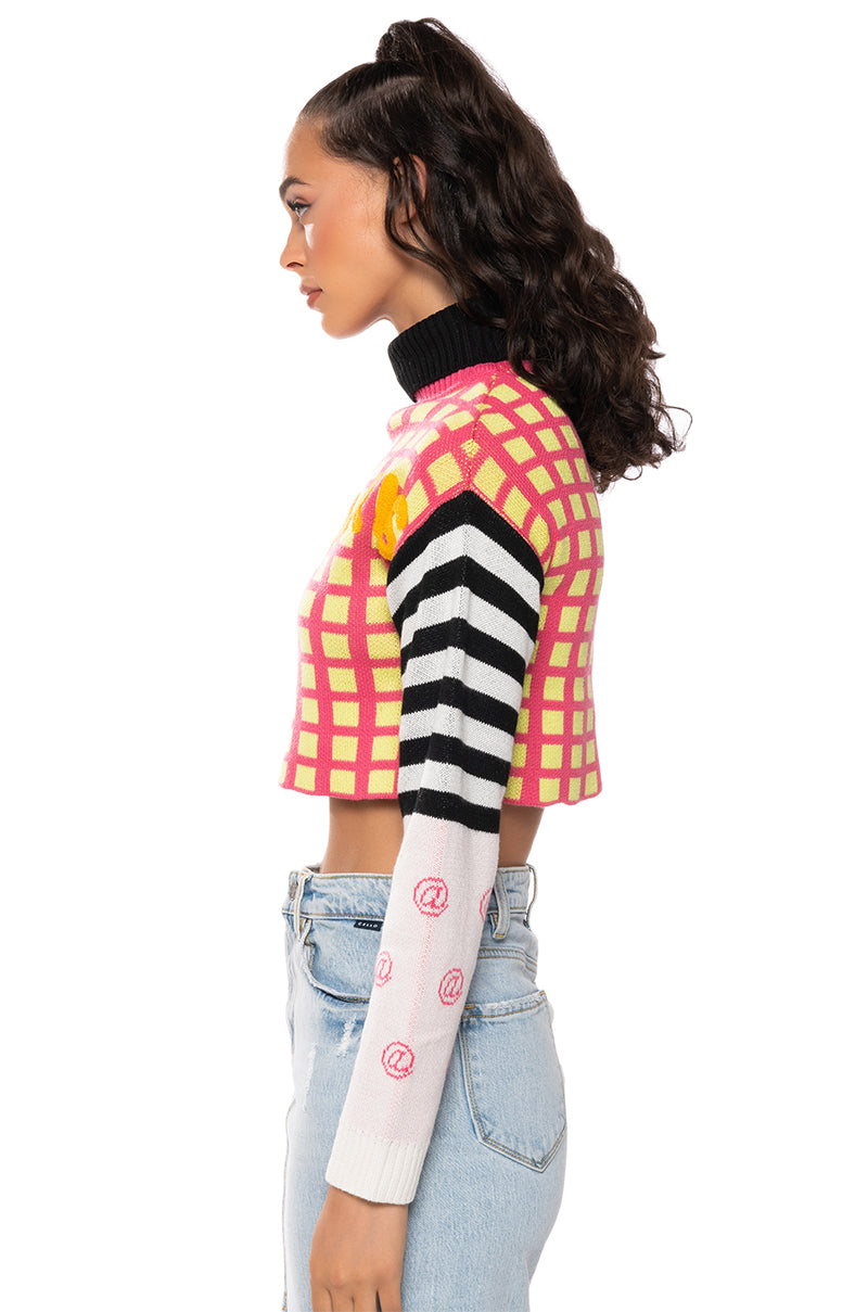 BONJOUR GRAPHIC TURTLENECK SWEATER