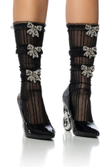 BOW EMBELLISHED KNEE HIGH SOCKS
