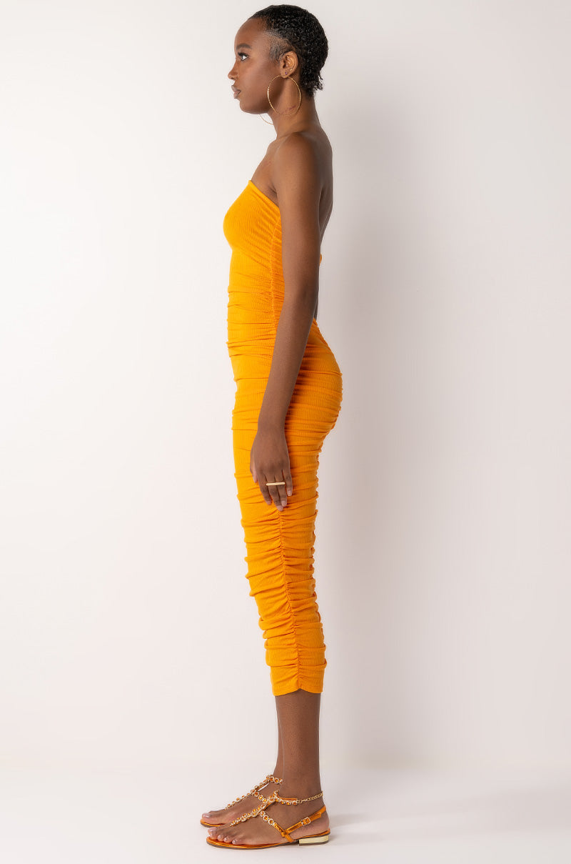 CAN'T GET ENOUGH EXTRA RUCHED MIDI DRESS