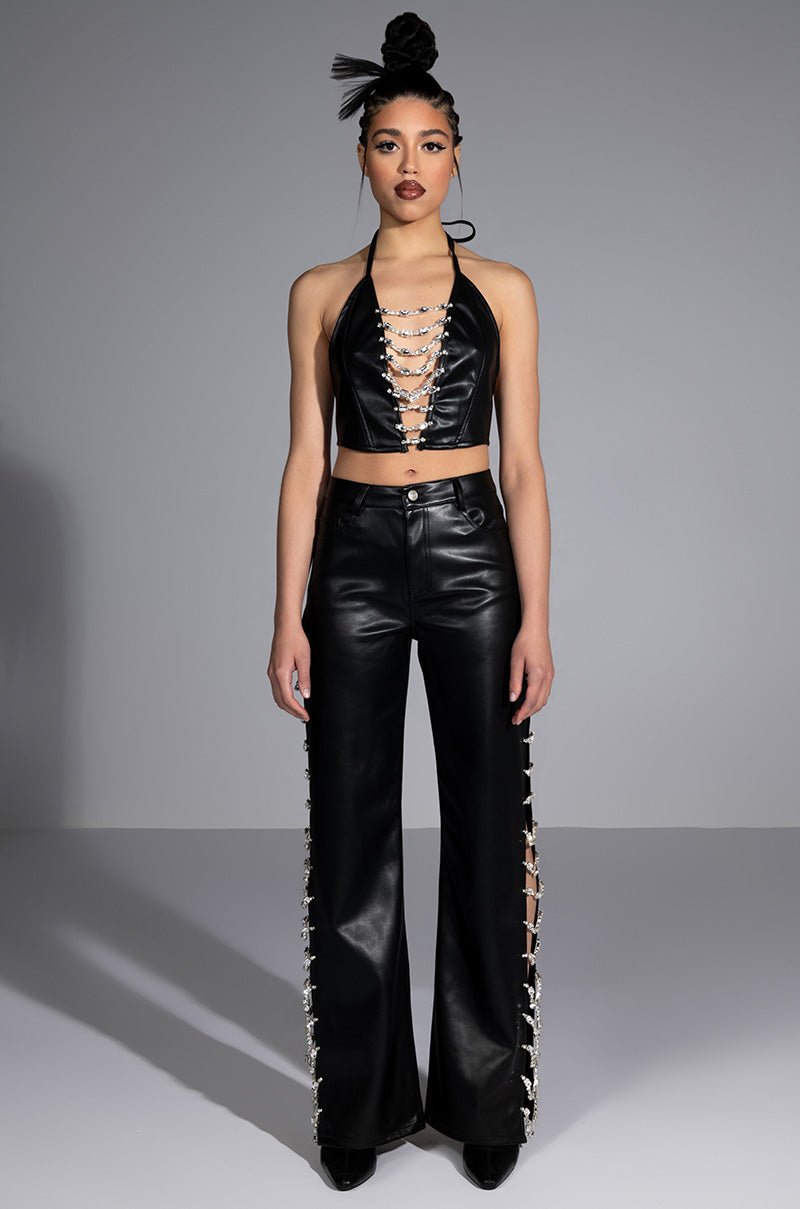 COVERED IN ICE FAUX LEATHER PANT