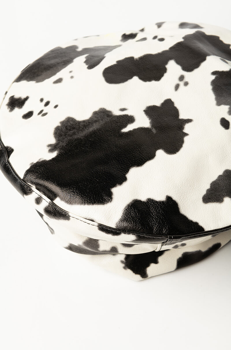 COW PRINT PU BERET