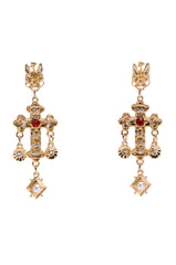 CROSS MY HEART EMBELLISHED DROP EARRINGS
