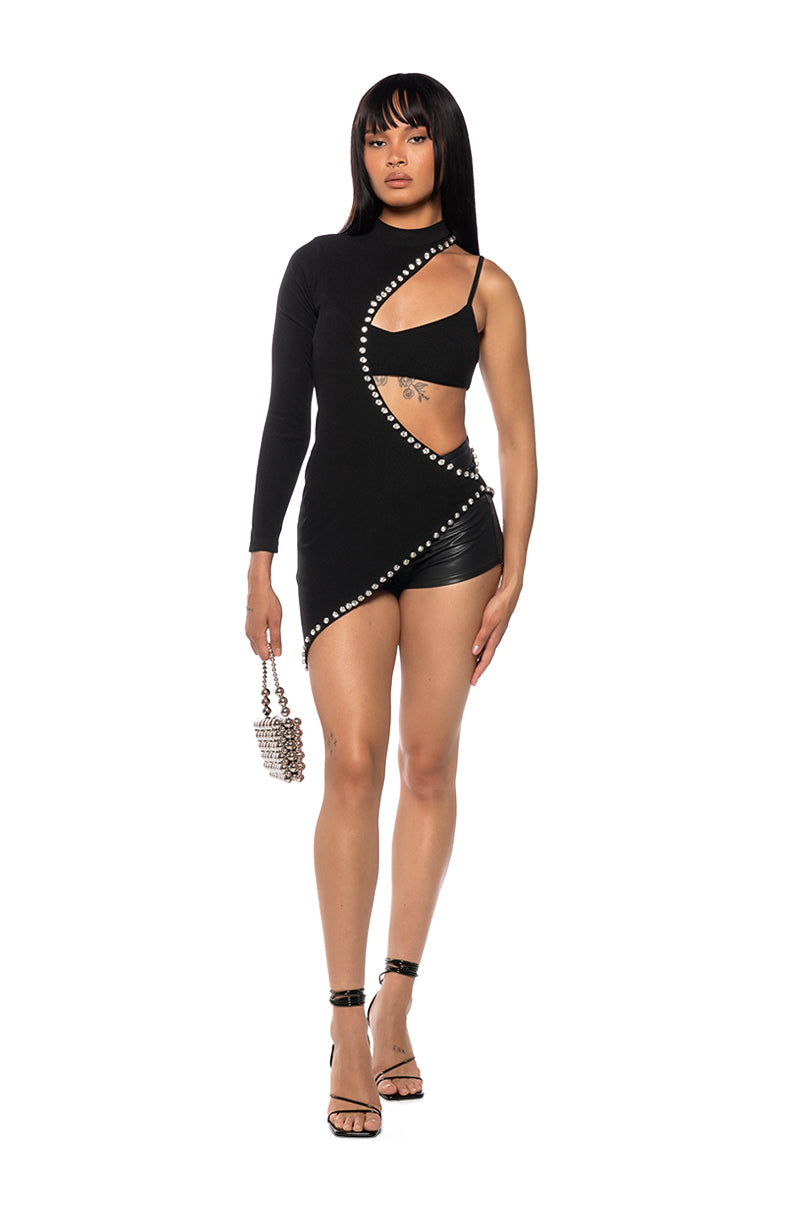 CYNTHIA KNIT EMBELLISHED BRA TOP