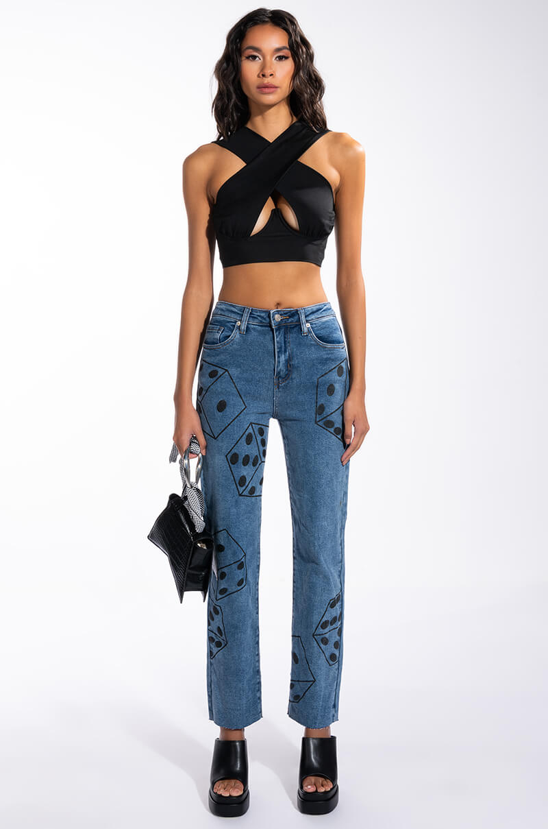 DICE DICE BABY HIGH RISE STRAIGHT LEG JEAN