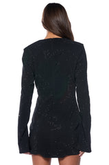ELIANA TWIST DETAIL EMBELLISHED LONG SLEEVE MINI DRESS