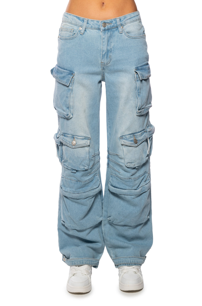 BROOKLYN CARGO POCKET WIDE LEG JEAN